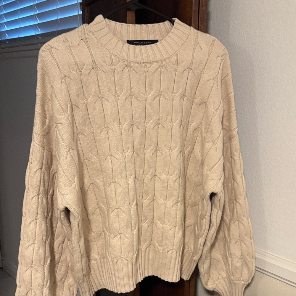 Marc New York Cable Knit Beige Sweater